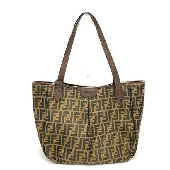 Authentic FENDI 8BH268 Zucca FF pattern Shoulder Bag Tote Bag Leather/Canvas Bro - Picture 4 of 8